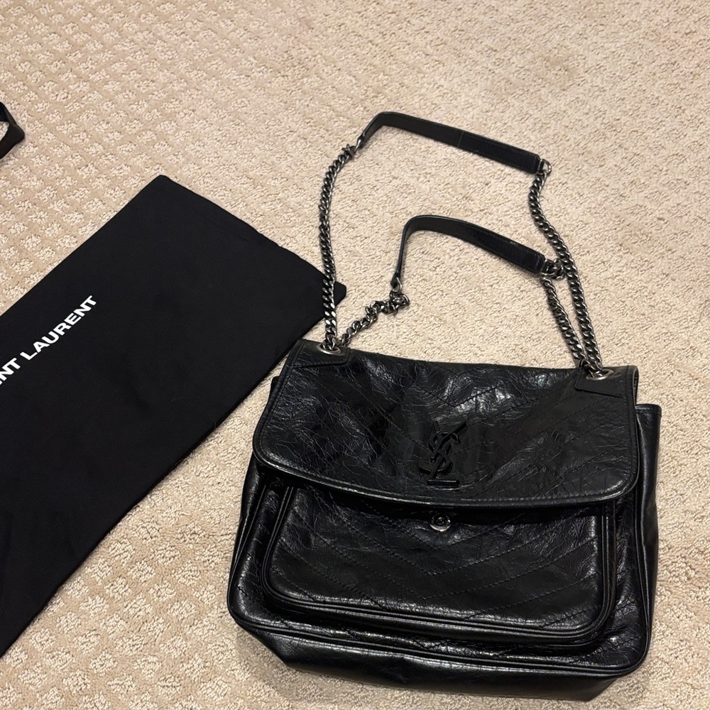 Saint Laurent Niki M Black Leather Shoulder Bag